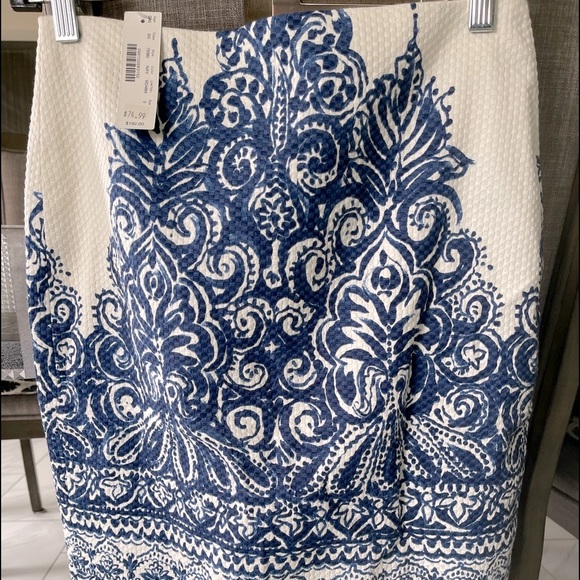 J Crew blue white Porcelain print pencil skirt - Picture 2 of 4